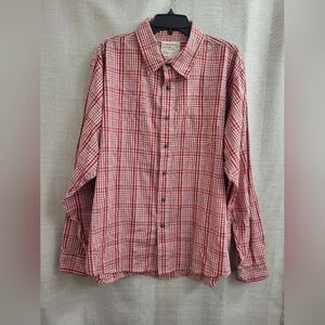 Wrangler Men's Red White Plaid Gingham Button Down Long Sleeve Shirt Size 2XL